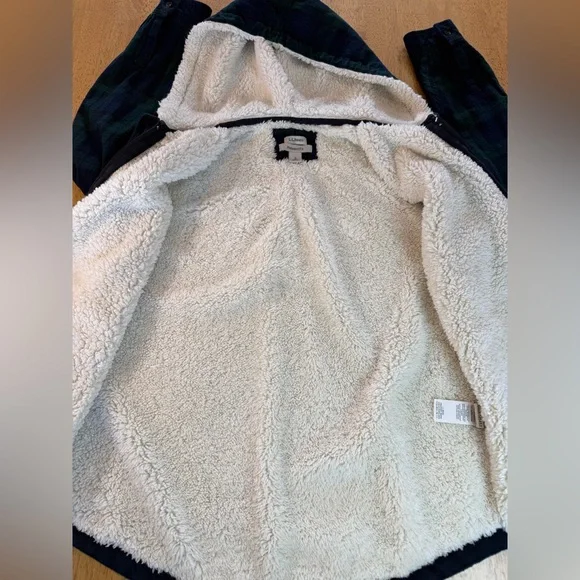 L.L.Bean Women's Scotch Plaid Flannel Sherpa-Lined Zip Hoodie Size Small Outdoor - Picture 6 of 10